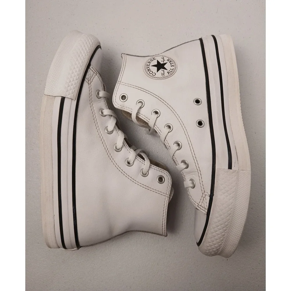 Converse Chuck Taylor All Star Move White Leather Platform High Top Kids Size 4